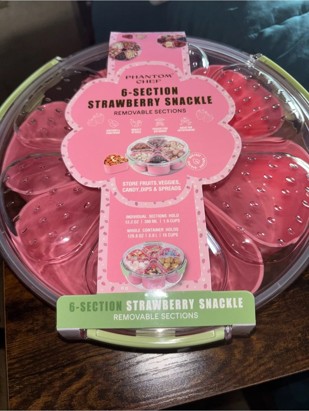 🍓🩷Phantom Chef 6-Section Strawberry Snackle - Pink NWT 🩷🍓